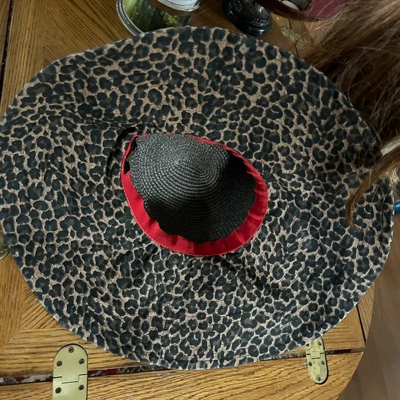 Vintage Floppy Wide Leopard Brim Sun Hat - Picture 4 of 7